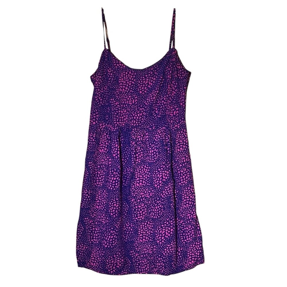 GAP Linda Spaghetti Strap Sundress Blue Pink Size 4 Side Zipper Animal Print